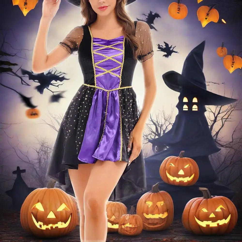 Women's Halloween Witch & Vampire Queen Costume Dress