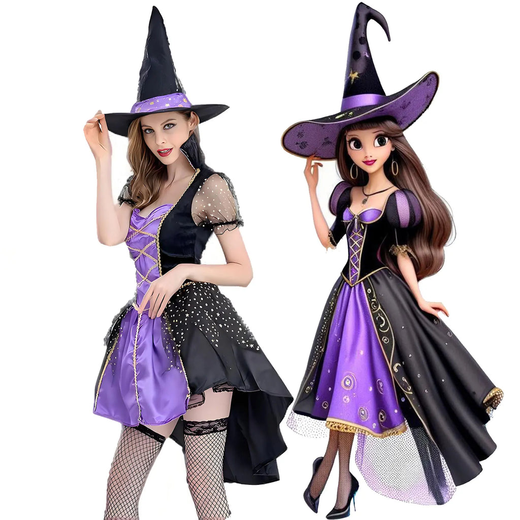 Women's Halloween Witch & Vampire Queen Costume Dress