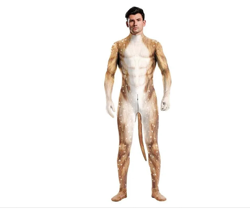 Men's Wild Animal Halloween Bodysuit — 3D Print Full Cover Jumpsuit