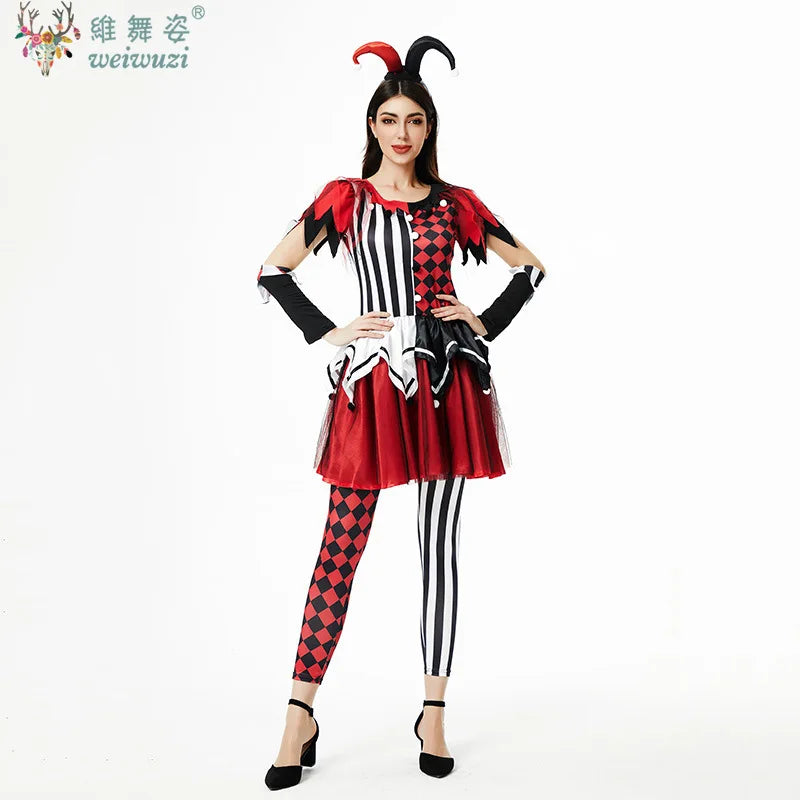 Women's Halloween Clown Costume — Circus Joker Fancy Dress Set