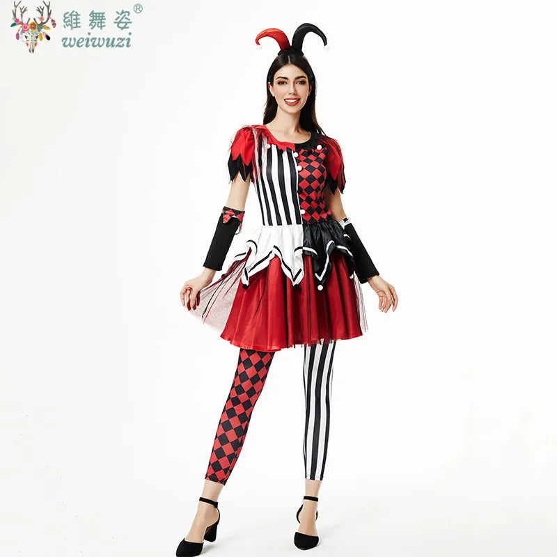 Women's Halloween Clown Costume — Circus Joker Fancy Dress Set