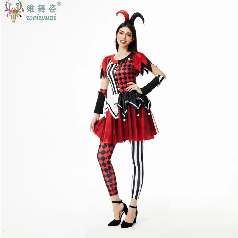 Women's Halloween Clown Costume — Circus Joker Fancy Dress Set