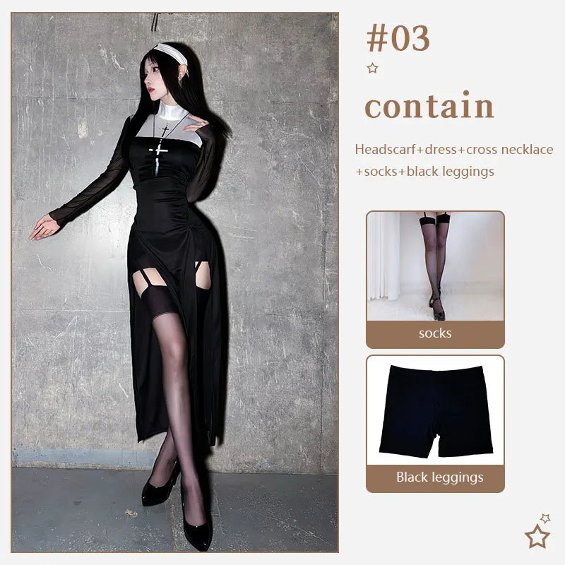 Women's Sexy Nun Halloween Costume — Carnival Cosplay Fancy Dress