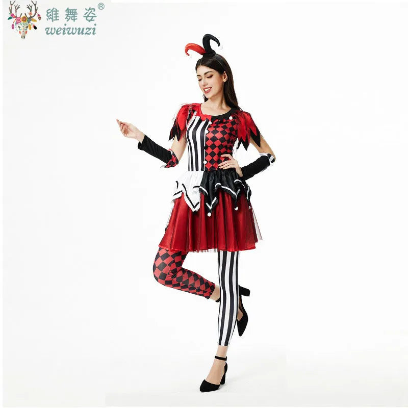 Women's Halloween Clown Costume — Circus Joker Fancy Dress Set