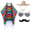 Mexican Festival Halloween Costume Set — Cloak, Hat, Sunglasses & Beard