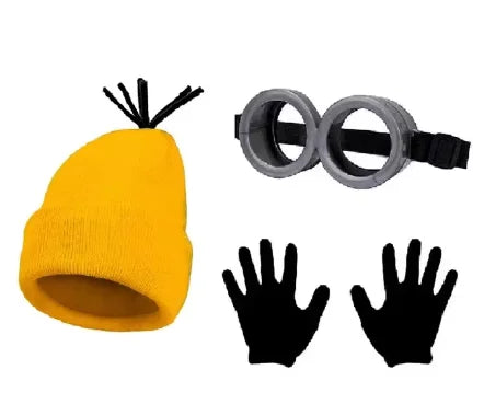 Halloween Costume Accessories Bundle — Goggles, Beanie & Gloves