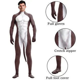 Men's Wild Animal Halloween Bodysuit — 3D Print Full Cover Jumpsuit