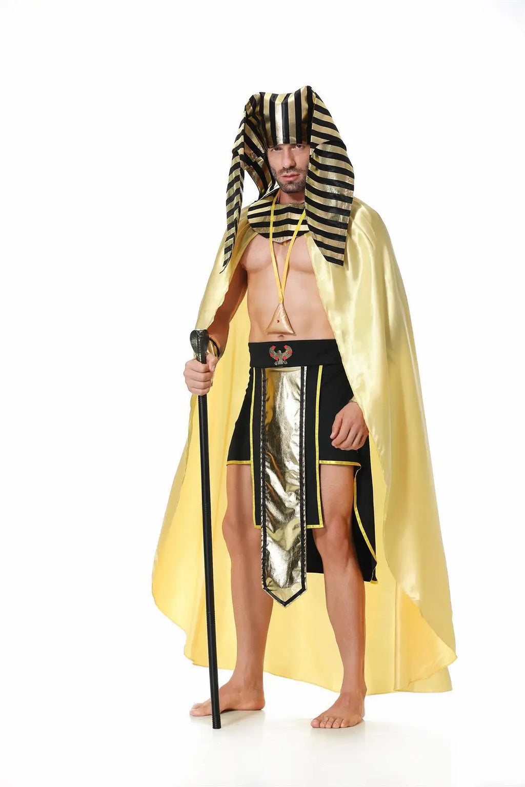 Men's Vintage Mythic Noble Halloween Costume — Pharaoh Robe & Cape