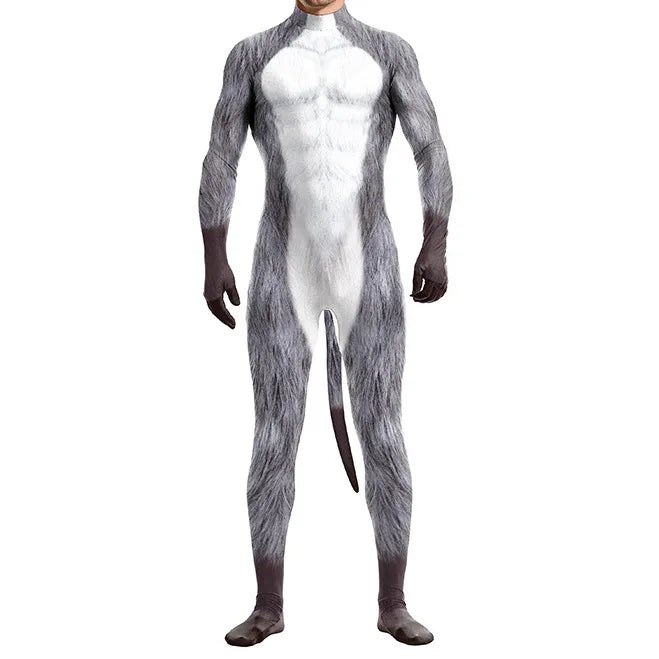 Men's Wild Animal Halloween Bodysuit — 3D Print Full Cover Jumpsuit