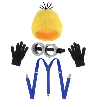 Halloween Costume Accessories Bundle — Goggles, Beanie & Gloves