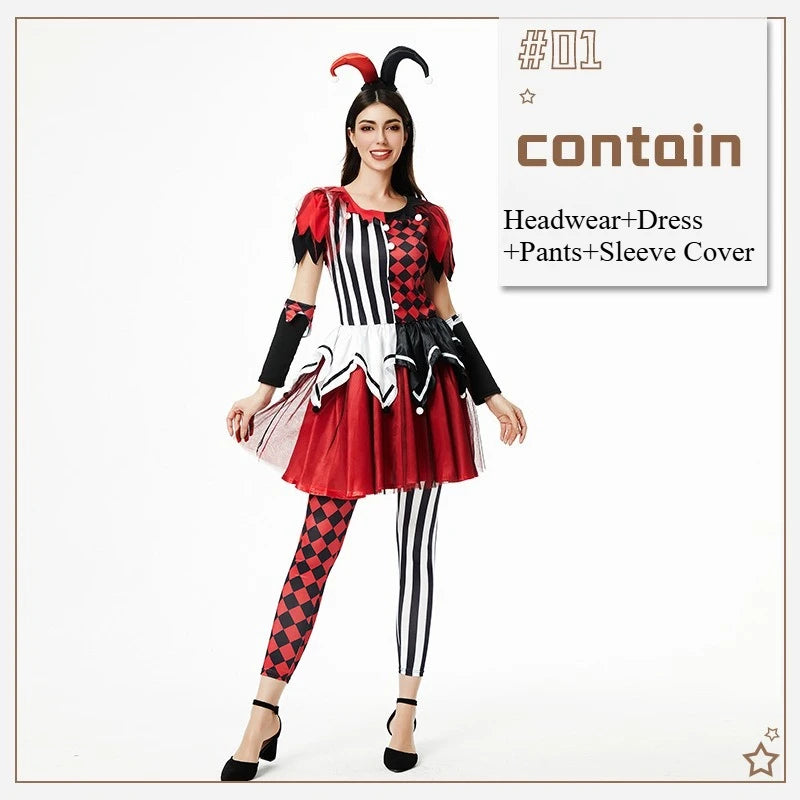 Women's Halloween Clown Costume — Circus Joker Fancy Dress Set