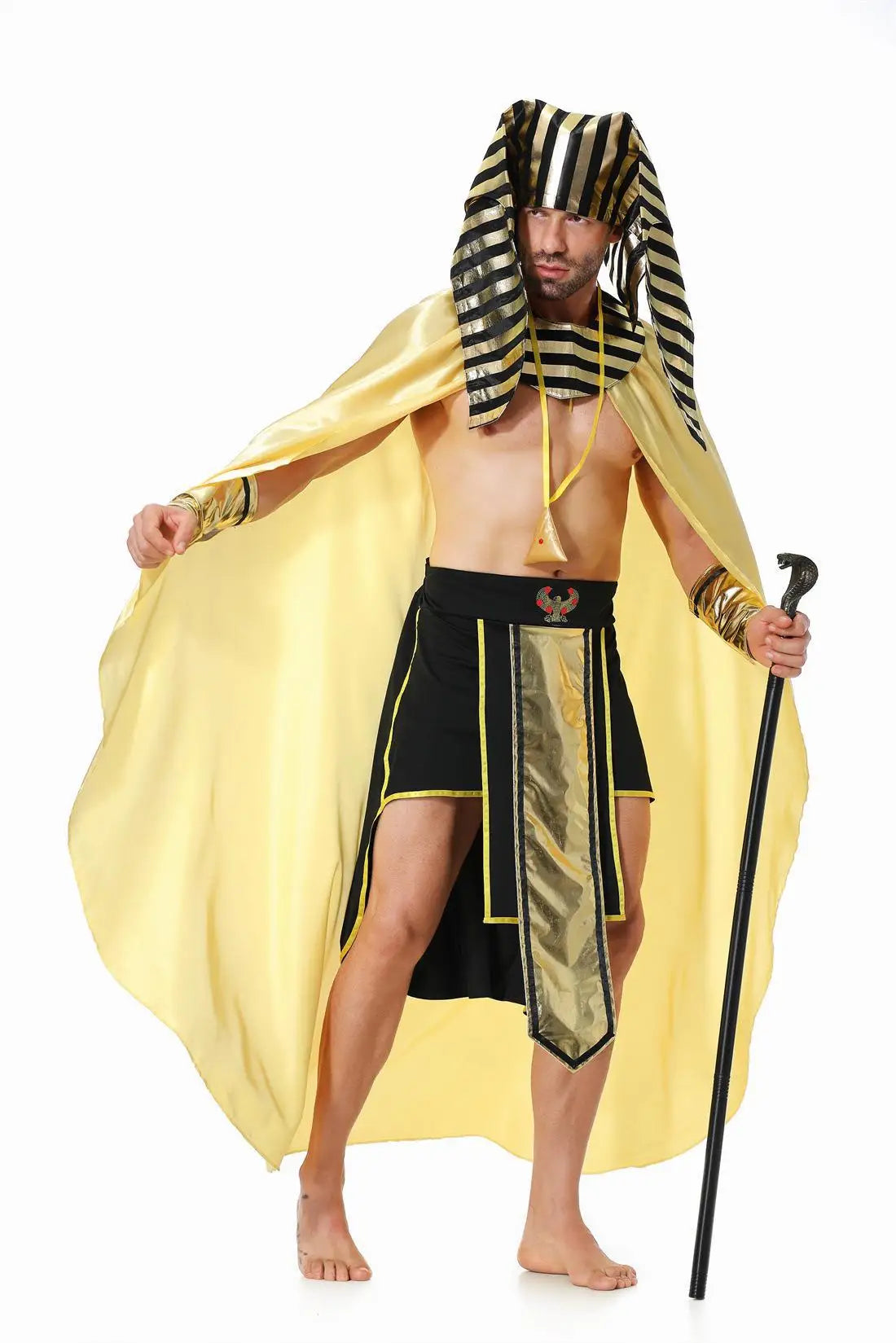 Men's Vintage Mythic Noble Halloween Costume — Pharaoh Robe & Cape