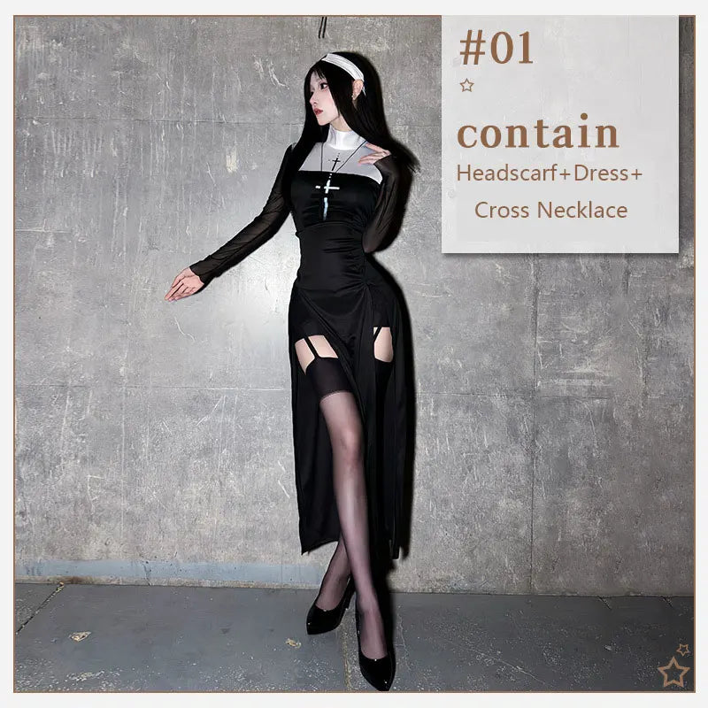 Women's Sexy Nun Halloween Costume — Carnival Cosplay Fancy Dress