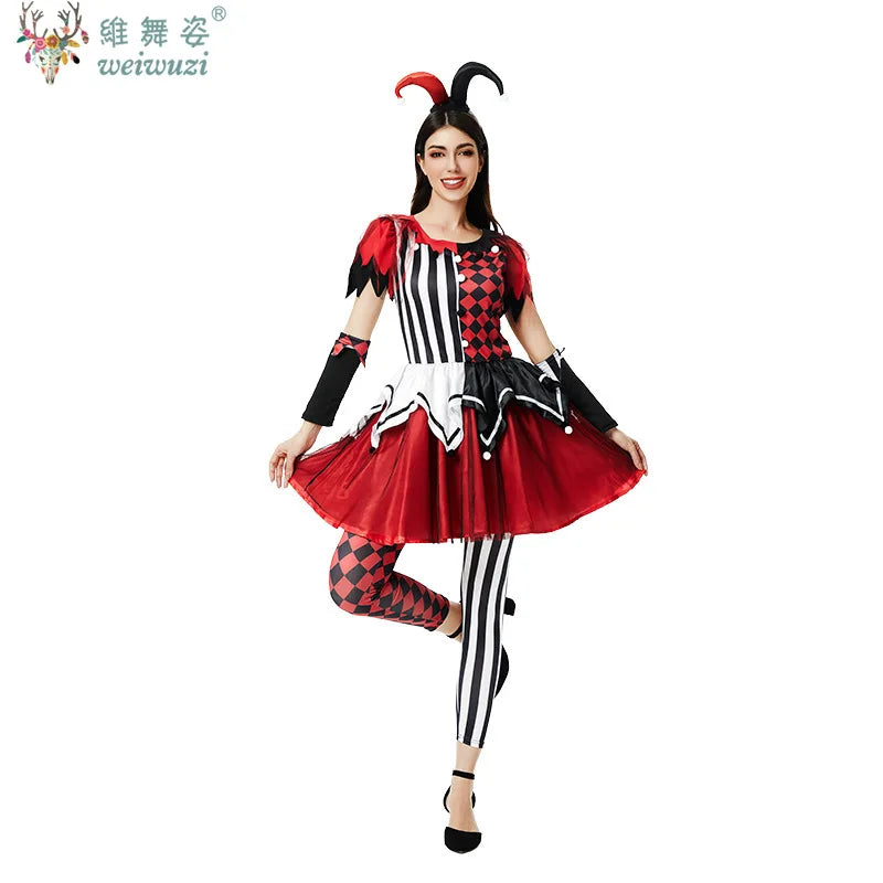 Women's Halloween Clown Costume — Circus Joker Fancy Dress Set