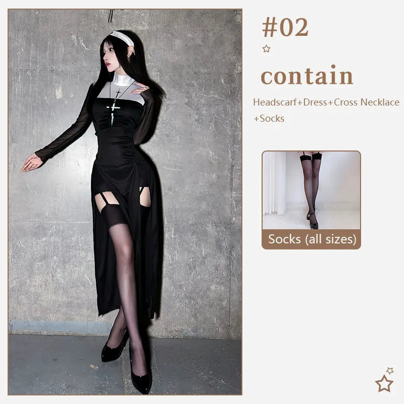 Women's Sexy Nun Halloween Costume — Carnival Cosplay Fancy Dress