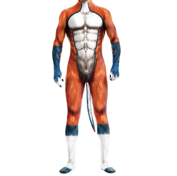 Men's Wild Animal Halloween Bodysuit — 3D Print Full Cover Jumpsuit