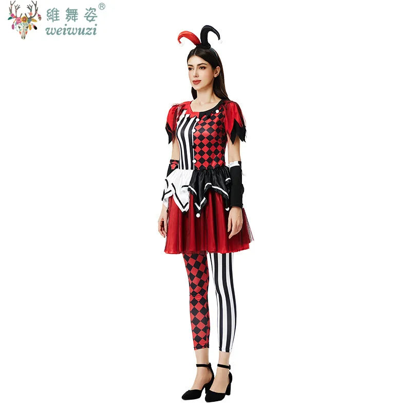 Women's Halloween Clown Costume — Circus Joker Fancy Dress Set