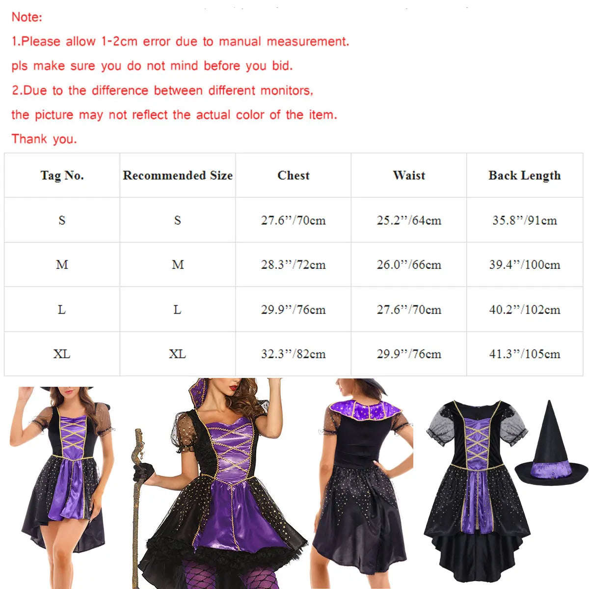 Women's Halloween Witch & Vampire Queen Costume Dress