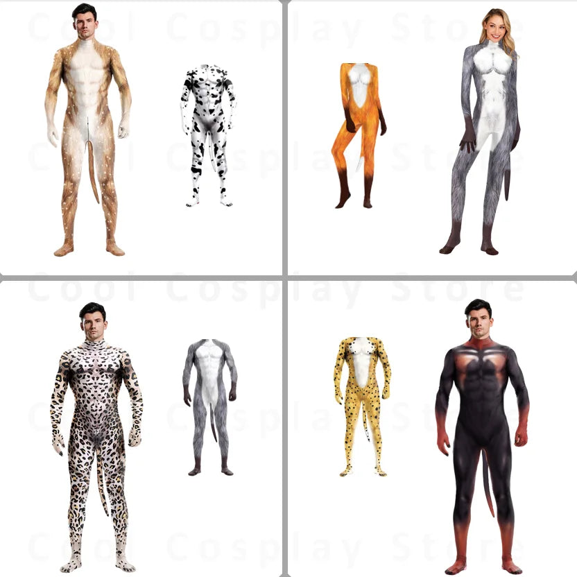 Men's Wild Animal Halloween Bodysuit — 3D Print Full Cover Jumpsuit