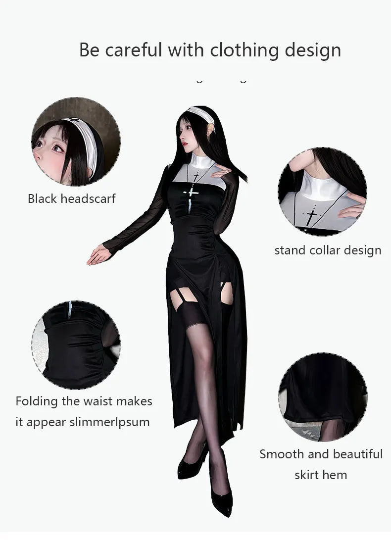Women's Sexy Nun Halloween Costume — Carnival Cosplay Fancy Dress
